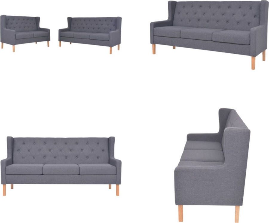 VidaXL Bankstel stof grijs 2-delig Bankstel Bankstellen Moderne Bank Moderne Banken