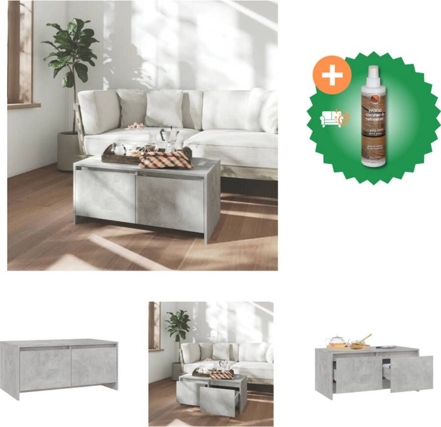 VidaXL Banktafel Betongrijs 90x50x41.5 Modern Ontwerp Stevige Constructie Tafel Inclusief Houtreiniger en verfrisser