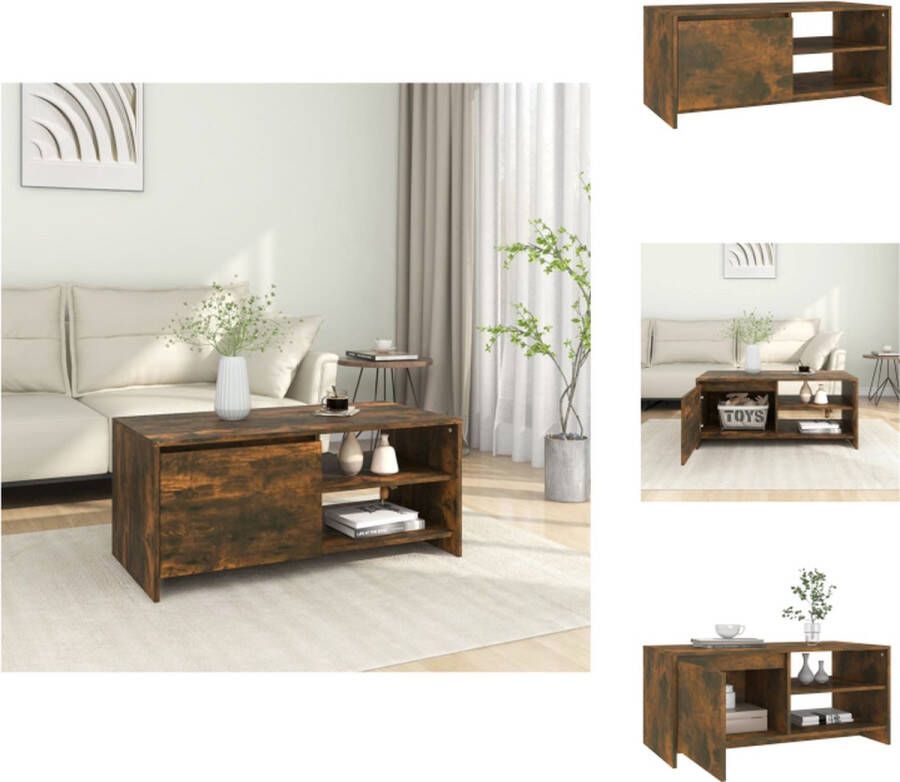 VidaXL Salontafel Salontafels Woonkamertafel Banktafel Salontafel 102x50x45 cm bewerkt hout gerookt eikenkleurig - Foto 2