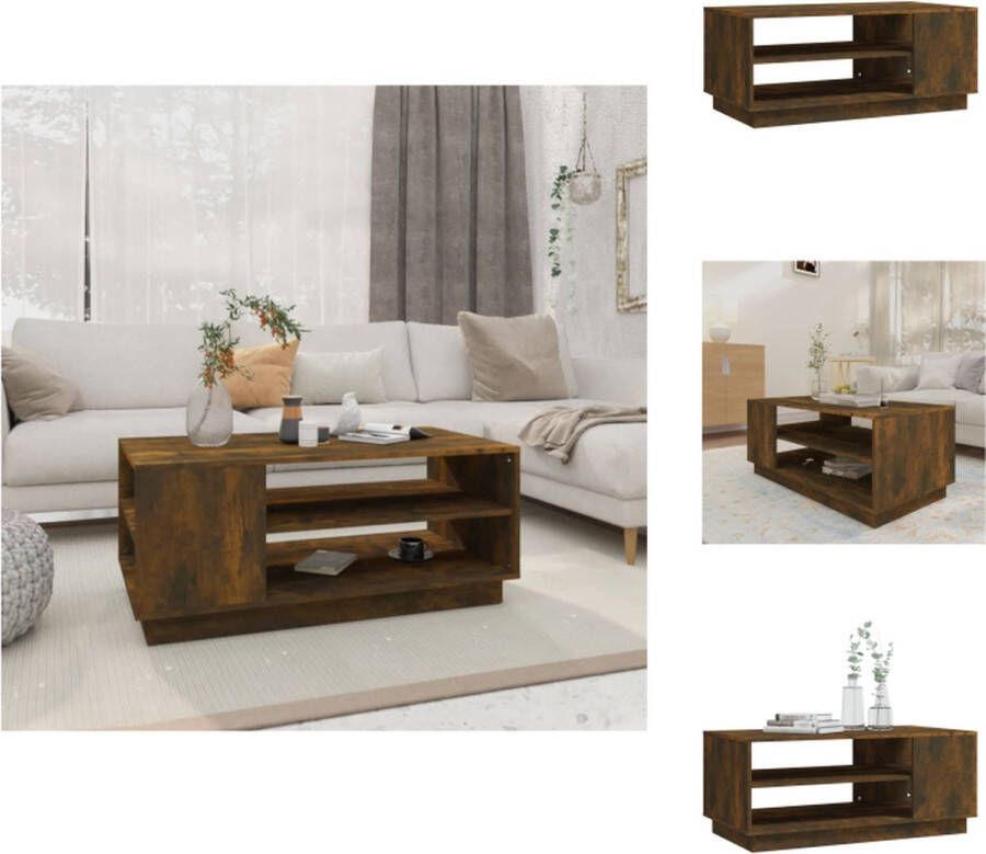 VidaXL Salontafel Salontafels Woonkamertafel Banktafel Salontafel 102x55x43 cm bewerkt hout gerookt eikenkleurig - Foto 3