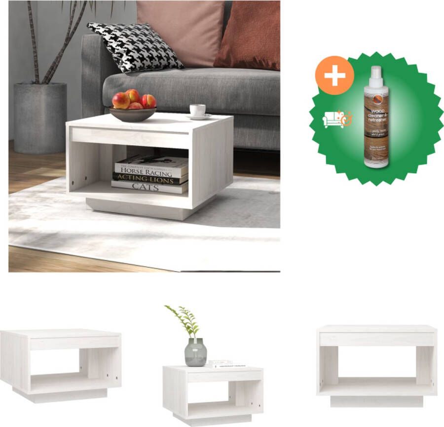 VidaXL Salontafel 50x50x33-5 cm massief grenenhout wit Tafel Inclusief Houtreiniger en verfrisser