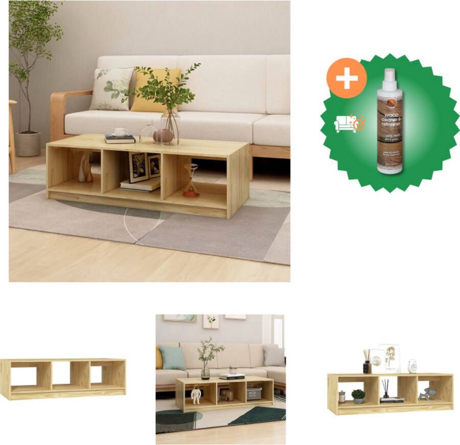 VidaXL Banktafel Grenenhout Modern Ontwerp Opbergschap 110x50x34cm Tafel Inclusief Houtreiniger en verfrisser