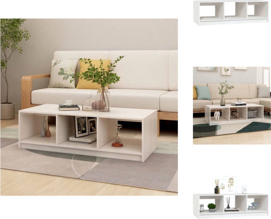 VidaXL Salontafel Salontafels Tafel Tafels Salontafel 110x50x34 cm massief grenenhout wit - Foto 2