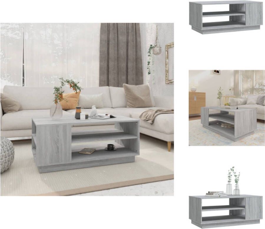VidaXL Salontafel Salontafels Woonkamertafel Banktafel Salontafel 102x55x43 cm bewerkt hout grijs sonoma eikenkleurig
