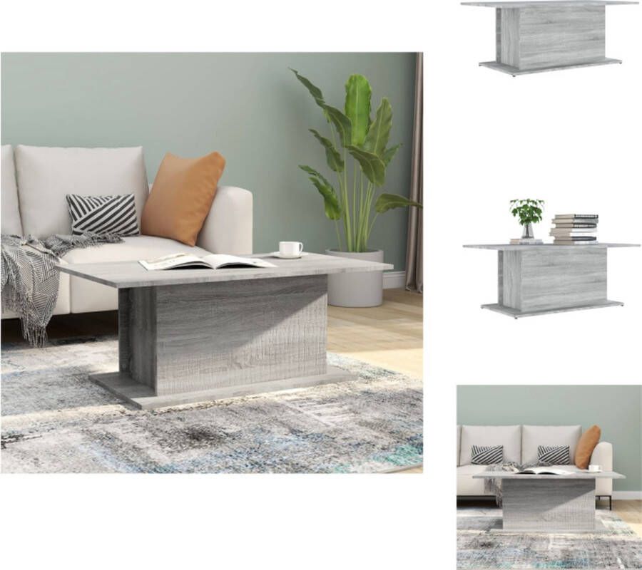 VidaXL Salontafel Salontafels Koffietafel Woonkamertafel Salontafel 102x55 5x40 cm bewerkt hout grijs sonoma eikenkleur - Foto 2