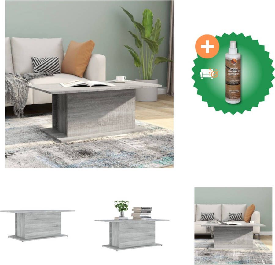 VidaXL Banktafel Grijs Sonoma Eiken 102 x 55.5 x 40 cm Montage vereist Tafel Inclusief Houtreiniger en verfrisser