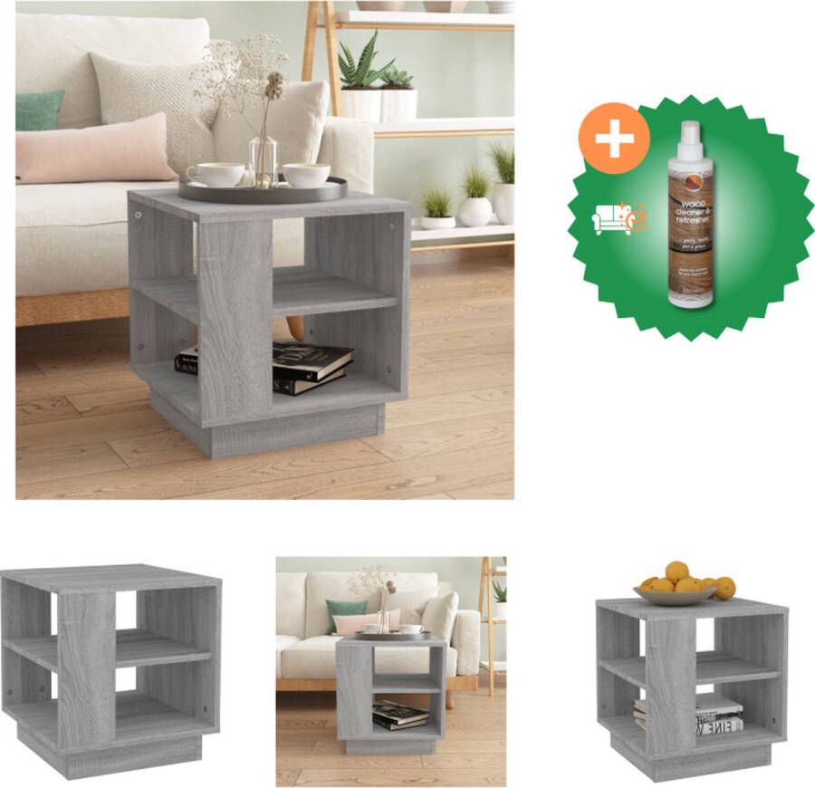 VidaXL Salontafel 40x40x43 cm bewerkt hout grijs sonoma eikenkleurig Tafel Inclusief Houtreiniger en verfrisser