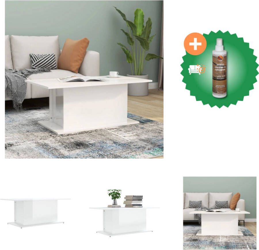 VidaXL Banktafel Hoogglans wit 102 x 55.5 x 40 cm Stevig tafelblad Montage vereist Tafel Inclusief Houtreiniger en verfrisser