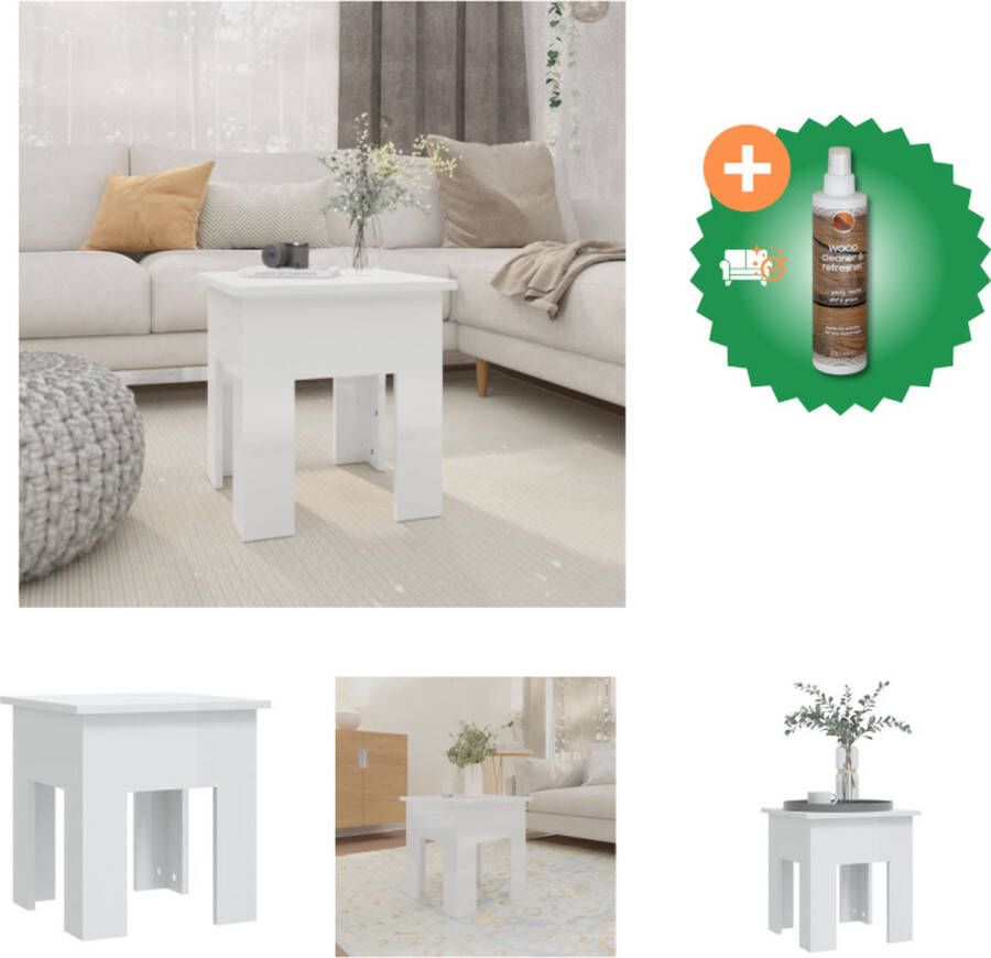 VidaXL Banktafel Hoogglans wit 40 x 40 x 42 cm Stevig tafelblad Montage vereist Tafel Inclusief Houtreiniger en verfrisser