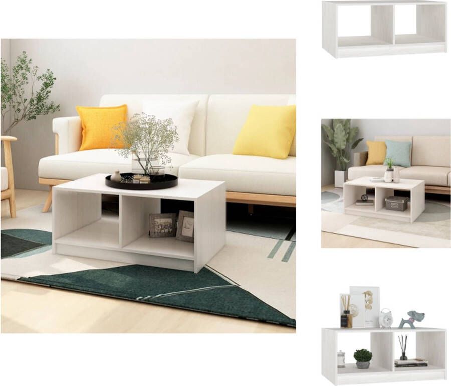 VidaXL Salontafel Salontafels Tafel Tafels Salontafel 75x50x33 5 cm massief grenenhout wit - Foto 2