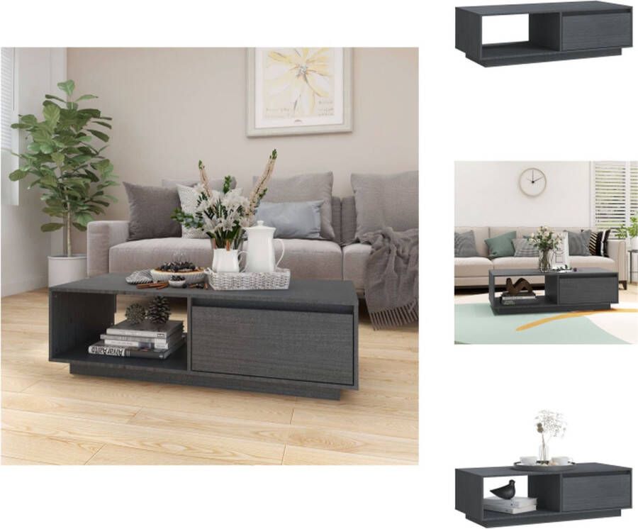 VidaXL Salontafel Salontafels Tafel Tafels Salontafel 110x50x33 5 cm massief grenenhout grijs - Foto 2