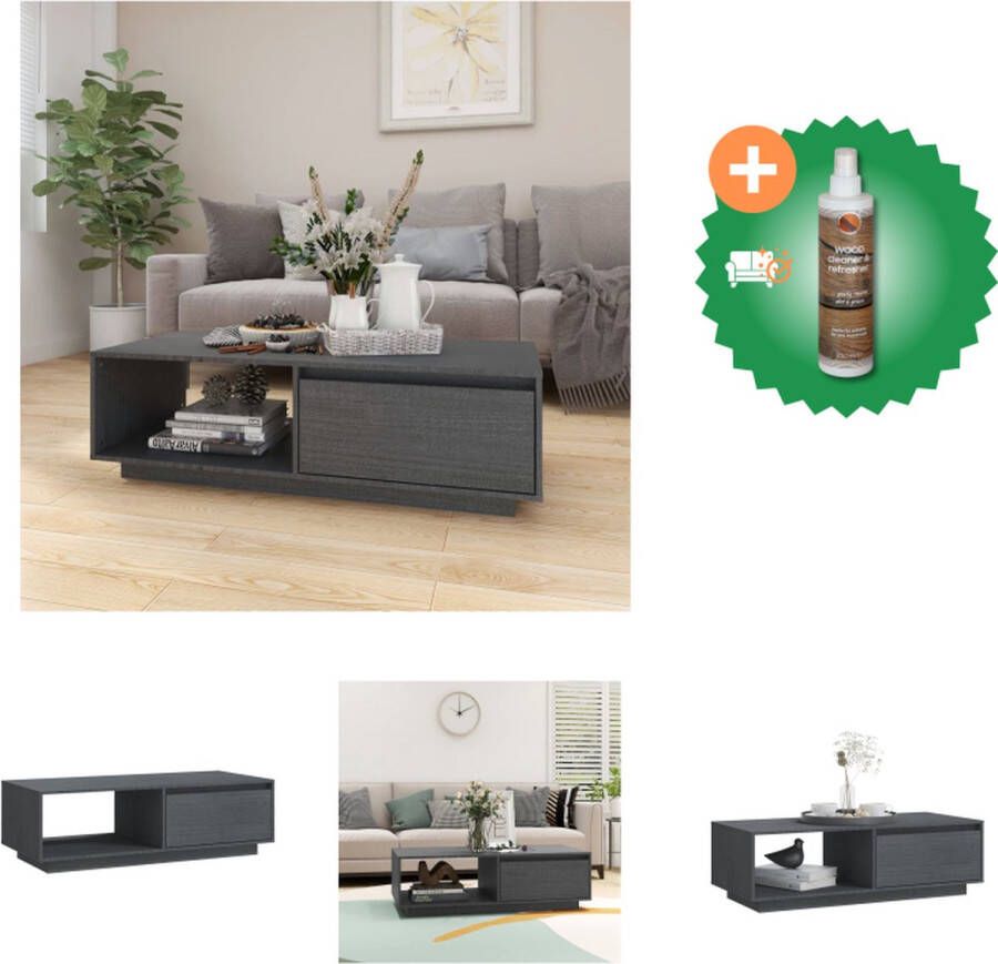 VidaXL Banktafel Houten Moderne stijl Grijs 110 x 50 x 33.5 cm Opbergschap Tafel Inclusief Houtreiniger en verfrisser