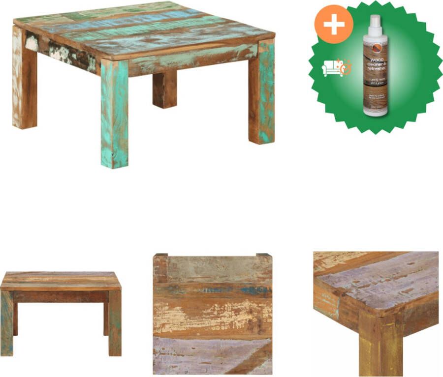 VidaXL Banktafel Massief gerecycled hout 60 x 60 x 35 cm Tafel Inclusief Houtreiniger en verfrisser