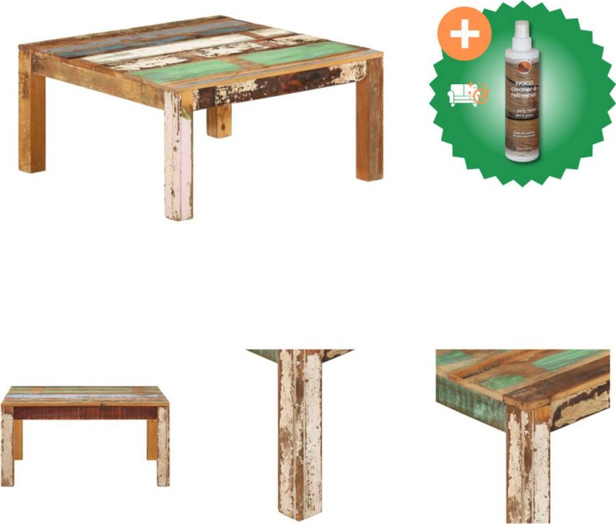 VidaXL Salontafel Antieke Stijl 80x80x40 cm Massief gerecycled hout en ijzer Tafel Inclusief Houtreiniger en verfrisser - Foto 2