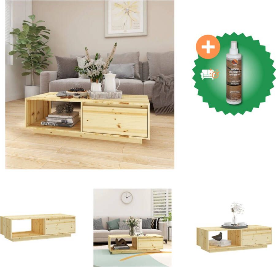 VidaXL Banktafel Massief Vurenhout 110 x 50 x 33.5 cm Opbergschap Montage vereist Tafel Inclusief Houtreiniger en verfrisser - Foto 2