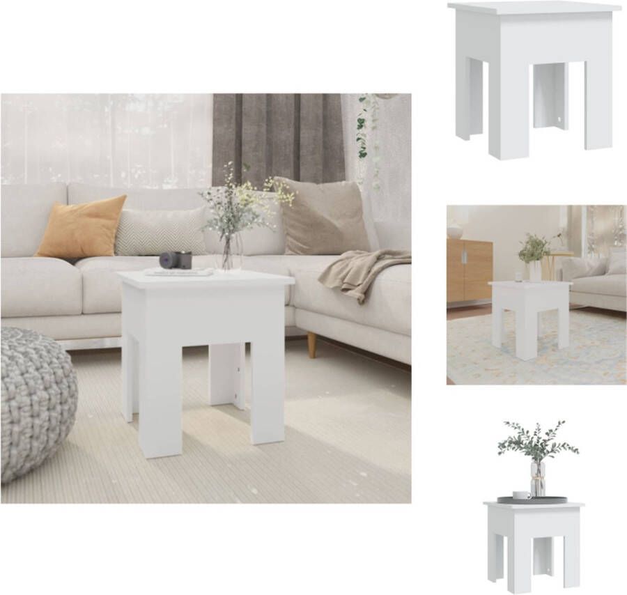 VidaXL Salontafel Salontafels Woonkamertafel Banktafel Salontafel 40x40x42 cm bewerkt hout wit - Foto 3