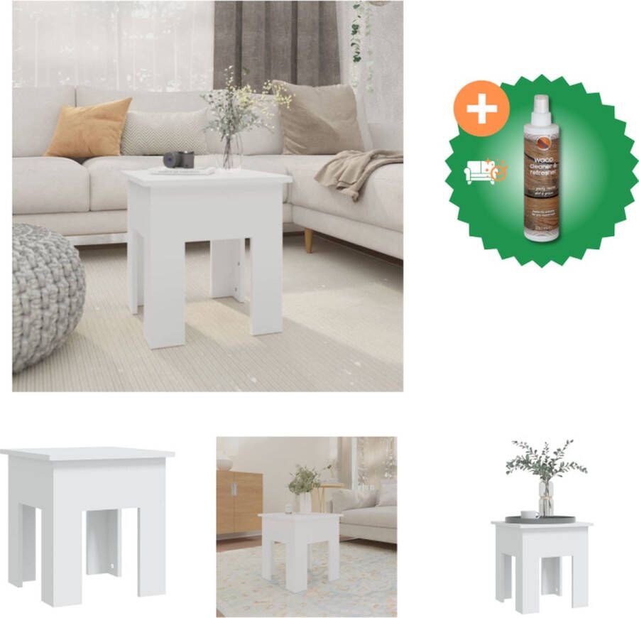VidaXL Banktafel Modern Afmetingen- 40 x 40 x 42 cm Kleur- wit Materiaal- spaanplaat Tafel Inclusief Houtreiniger en verfrisser
