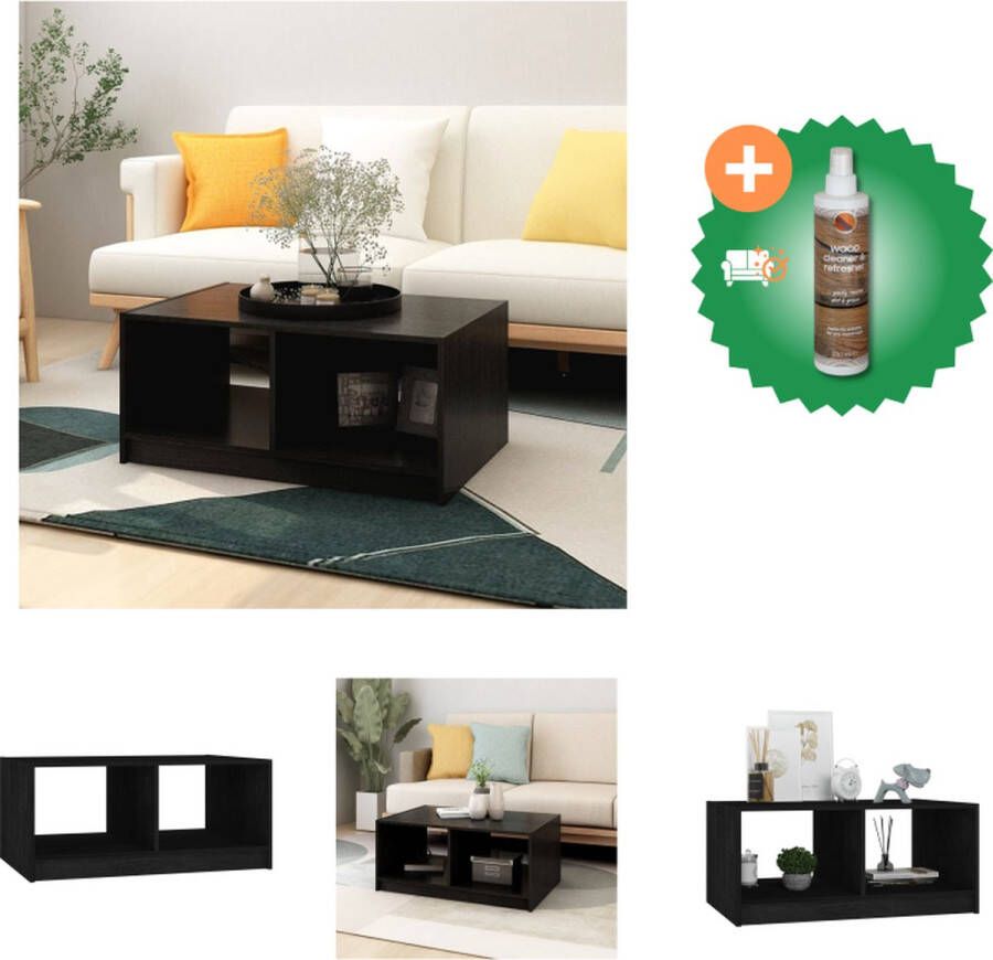 VidaXL Salontafel 75x50x33-5 cm massief grenenhout zwart Tafel Inclusief Houtreiniger en verfrisser