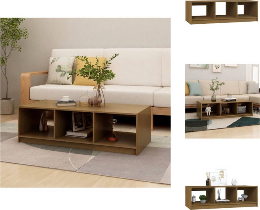 VidaXL Salontafel Salontafels Tafel Tafels Salontafel 110x50x34 cm massief grenenhout honingbruin - Foto 2