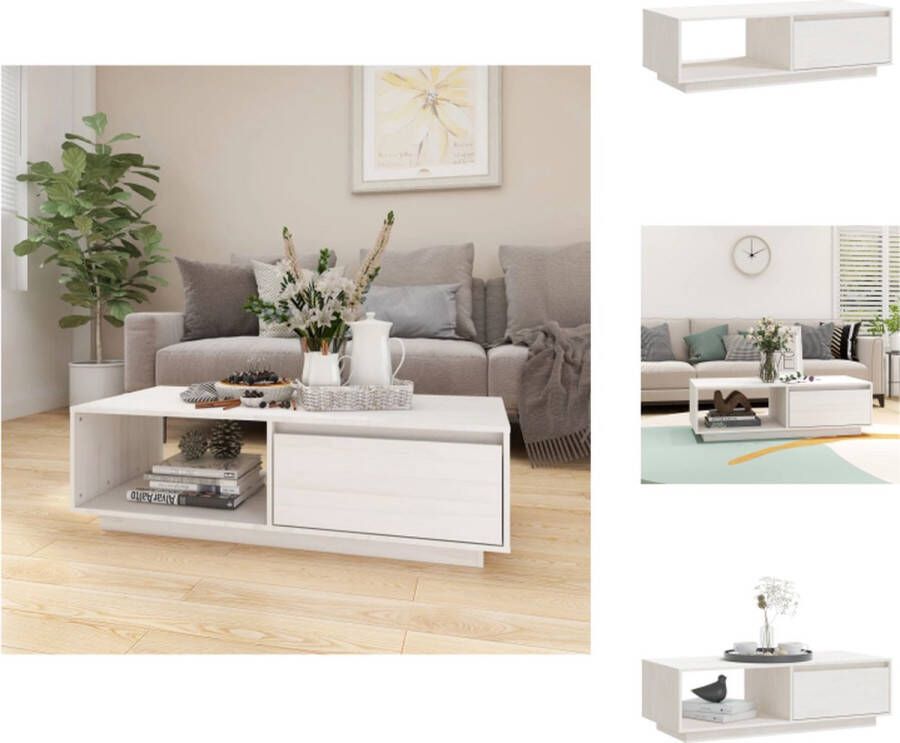 VidaXL Salontafel Salontafels Tafel Tafels Salontafel 110x50x33 5 cm massief grenenhout wit - Foto 2