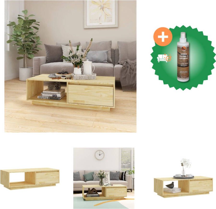 VidaXL Banktafel Modern ontwerp Massief grenenhout 110 x 50 x 33.5 cm Opbergschap Tafel Inclusief Houtreiniger en verfrisser - Foto 2