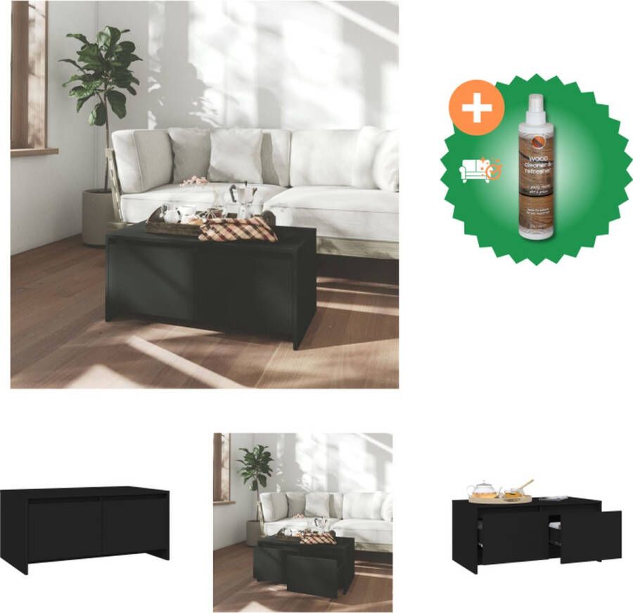 VidaXL Banktafel Modern Zwarte Spaanplaat 90 x 50 x 41.5 2 Lades Tafel Inclusief Houtreiniger en verfrisser