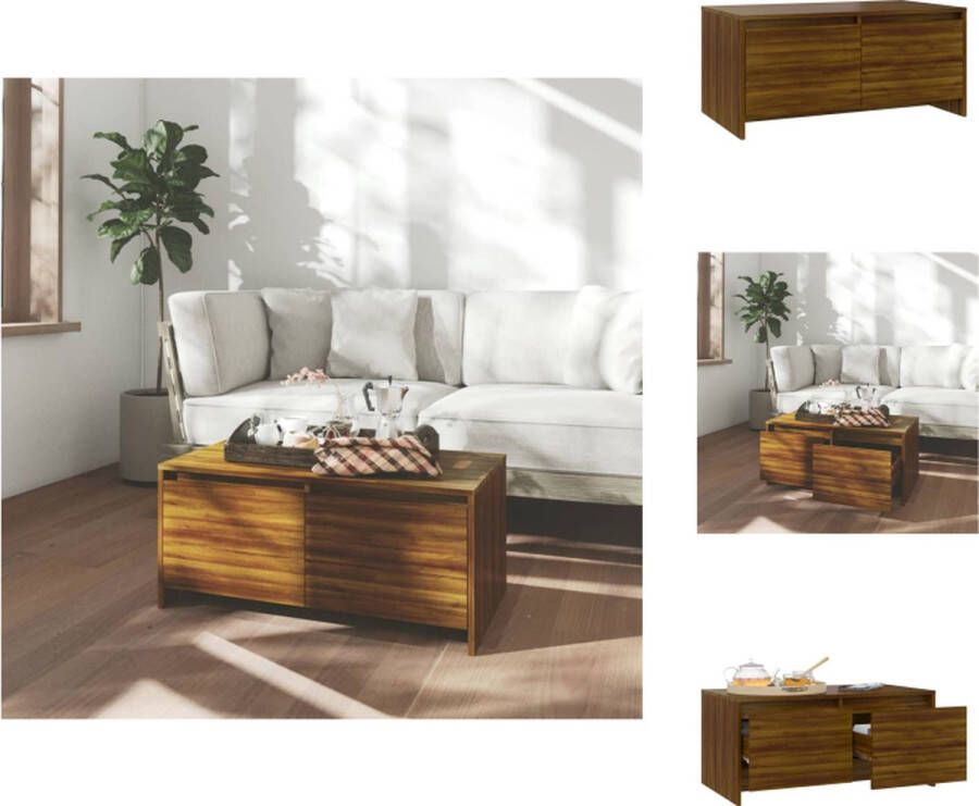 VidaXL Salontafel Salontafels Koffie Tafel Salon Tafel Salontafel 90x50x41 5 cm bewerkt hout bruin eikenkleur - Foto 2