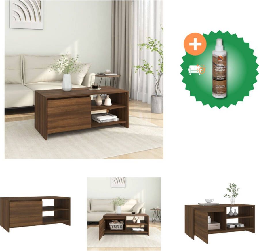 VidaXL Banktafel Moderne Bruineiken Tafel 102 x 50 x 45 cm Montage vereist Tafel Inclusief Houtreiniger en verfrisser