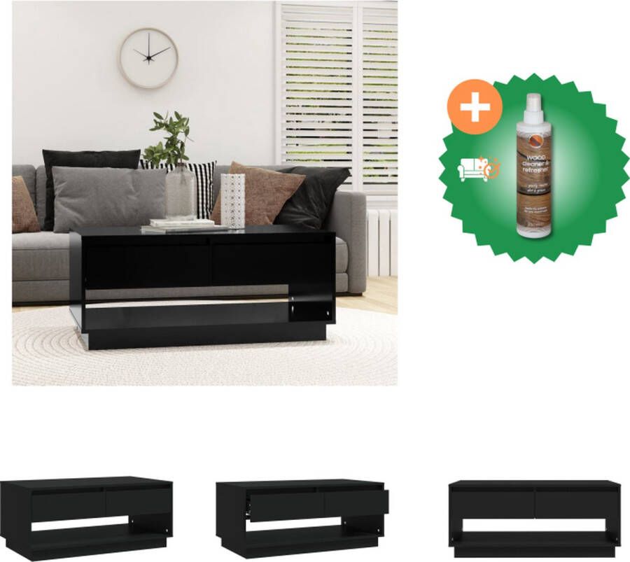 VidaXL Banktafel naam Salontafel 102.5x55x44 cm Zwart Spaanplaat Montage vereist Tafel Inclusief Houtreiniger en verfrisser