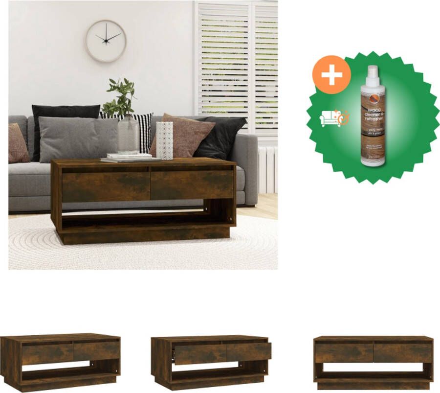 VidaXL Salontafel 102-5x55x44 cm spaanplaat gerookt eikenkleurig Tafel Inclusief Houtreiniger en verfrisser