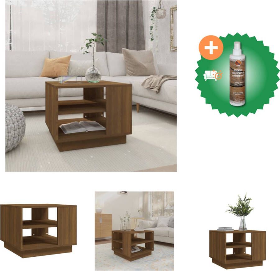 VidaXL Banktafel Salontafel 55 x 55 x 43 cm Bruineiken materiaal Tafel Inclusief Houtreiniger en verfrisser