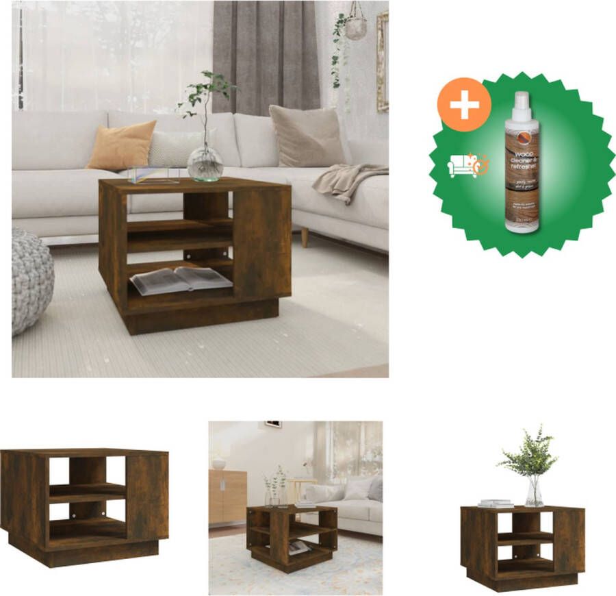 VidaXL Salontafel 55x55x43 cm spaanplaat gerookt eikenkleurig Tafel Inclusief Houtreiniger en verfrisser