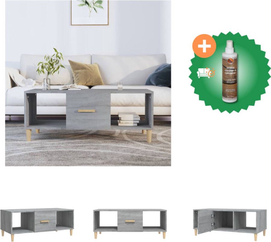 VidaXL Banktafel Salontafel Grijs Sonoma Eiken 102 x 50 x 40 cm Stevig materiaal Tafel Inclusief Houtreiniger en verfrisser
