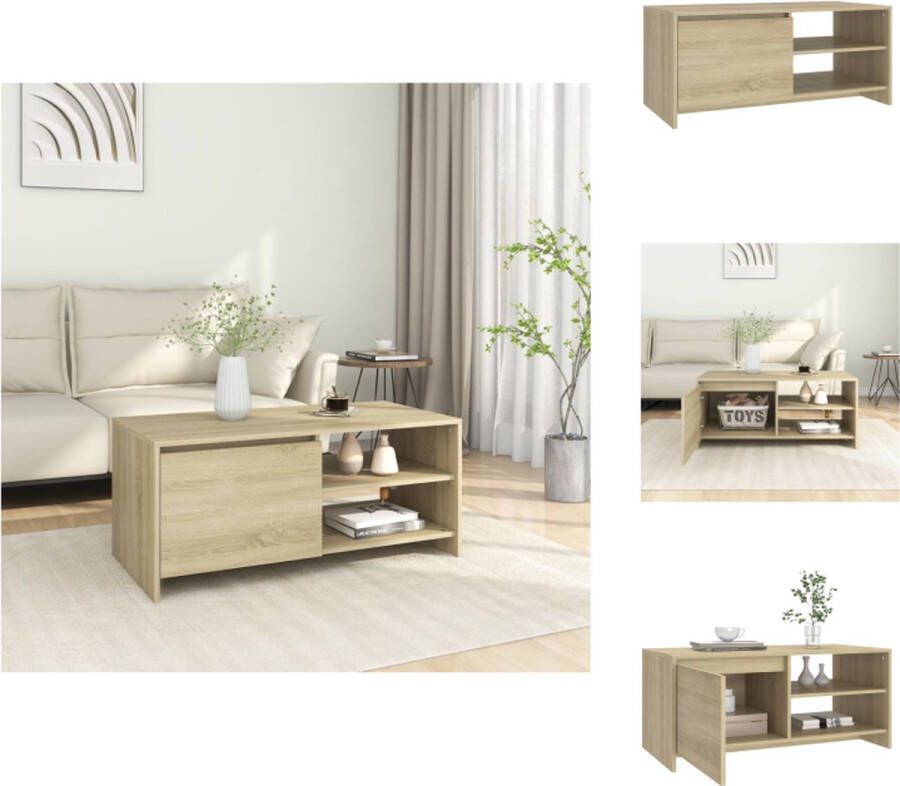 VidaXL Salontafel Salontafels Woonkamertafel Banktafel Salontafel 102x50x45 cm bewerkt hout sonoma eikenkleurig