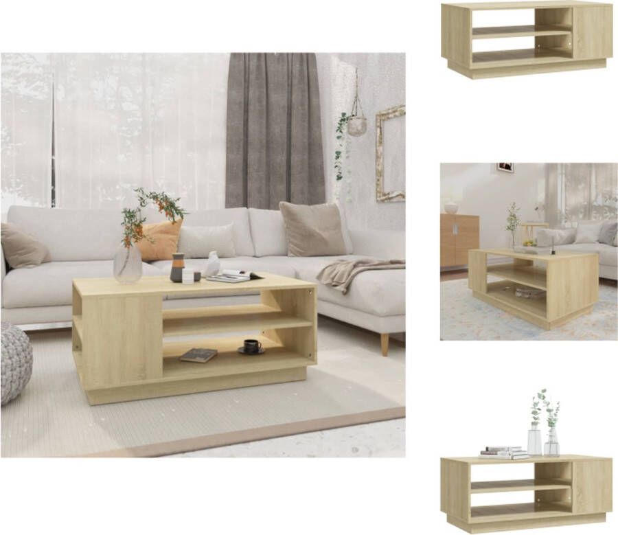 VidaXL Salontafel Salontafels Woonkamertafel Banktafel Salontafel 102x55x43 cm bewerkt hout sonoma eikenkleurig - Foto 2