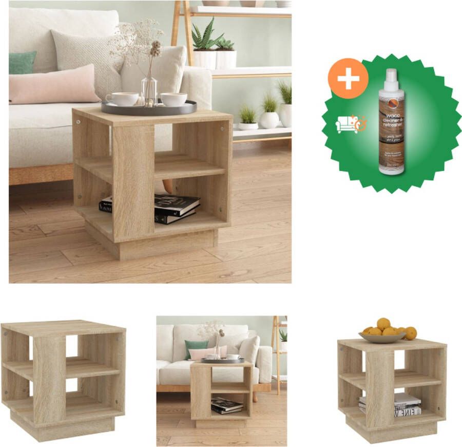 VidaXL Salontafel 40x40x43 cm bewerkt hout sonoma eikenkleurig Tafel Inclusief Houtreiniger en verfrisser