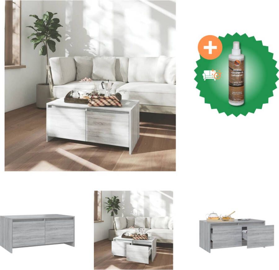 VidaXL Salontafel 90x50x41-5 cm spaanplaat grijs sonoma eikenkleurig Tafel Inclusief Houtreiniger en verfrisser
