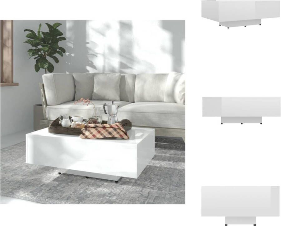 VidaXL Salontafel Salon Tafel Salon Tafels Salontafel 85x55x31 cm bewerkt hout hoogglans wit - Foto 2