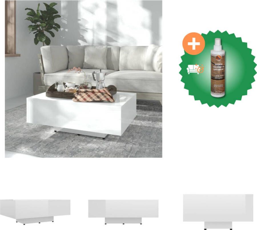 VidaXL Salontafel 85x55x31 cm spaanplaat hoogglans wit Tafel Inclusief Houtreiniger en verfrisser