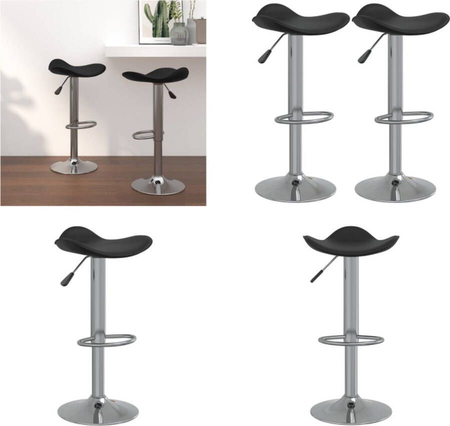 VidaXL Barkruk 2 st verchroomd staal en kunstleer zwart Barkruk Barkrukken Barkrukje Barkrukjes