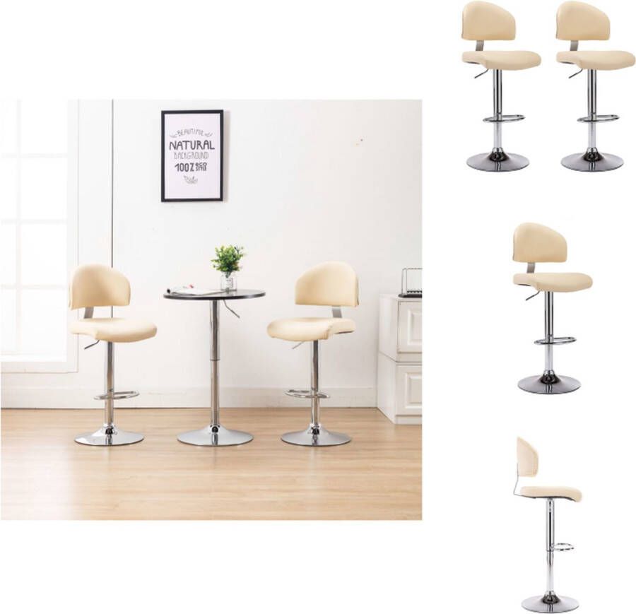 VidaXL Barkruk Barkrukken Kruk Krukken Barkrukken 2 st kunstleer crèmekleurig - Foto 2