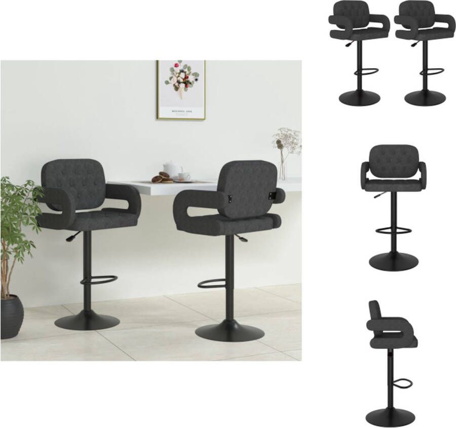 VidaXL Barkruk Barkrukken Barkrukje Barkrukjes Barkrukken 2 st stof donkergrijs - Foto 2