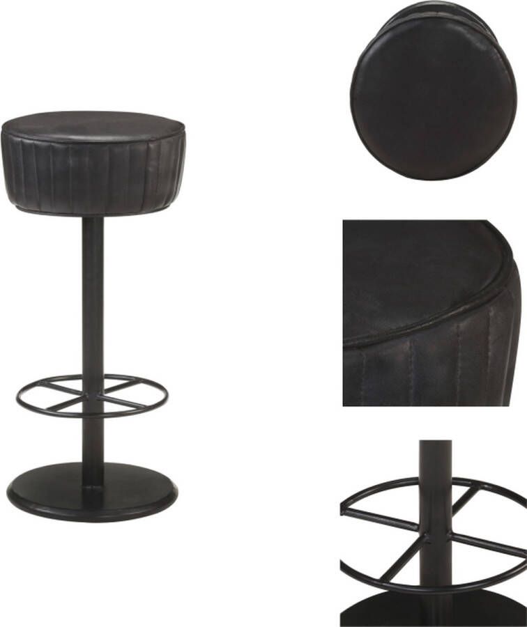 VidaXL Barstoel Barstoelen Barkruk Barkrukken Barkruk echt leer zwart