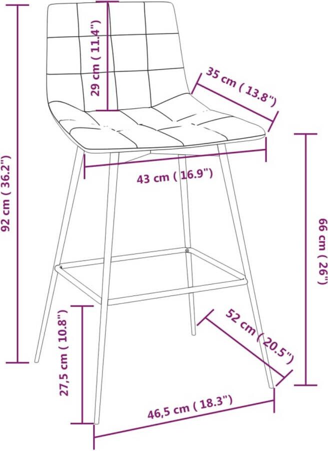 VidaXL -Barkruk-fluweel-bruin - Foto 2