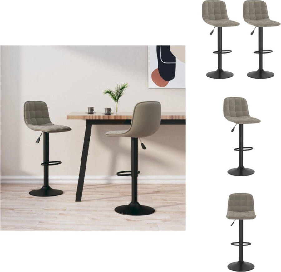 VidaXL Barstoelen Set van 2 Fluweel Lichtgrijs Afmetingen- 48 x 55 x 106 cm Draagvermogen 110 kg Barkruk