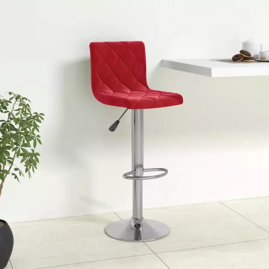 VidaXL Barkruk fluweel wijnrood - Foto 2