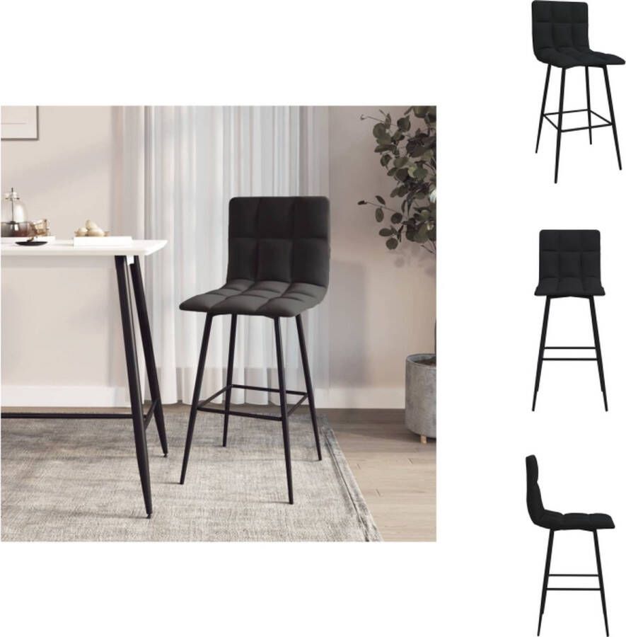 VidaXL Barkruk Fluweel Zwart 46x46.5x92 cm Trendy en stevig Comfortabel Montage vereist Barkruk