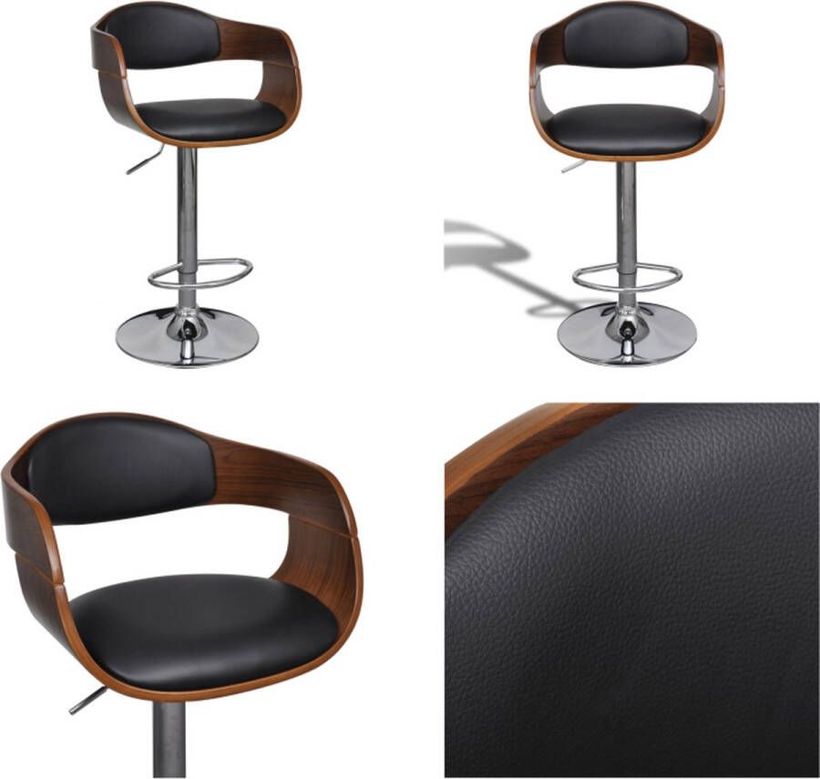 VidaXL Barkruk gebogen hout en kunstleer Barkruk Barkrukken Aanrecht Stoelen Keukenstoelen
