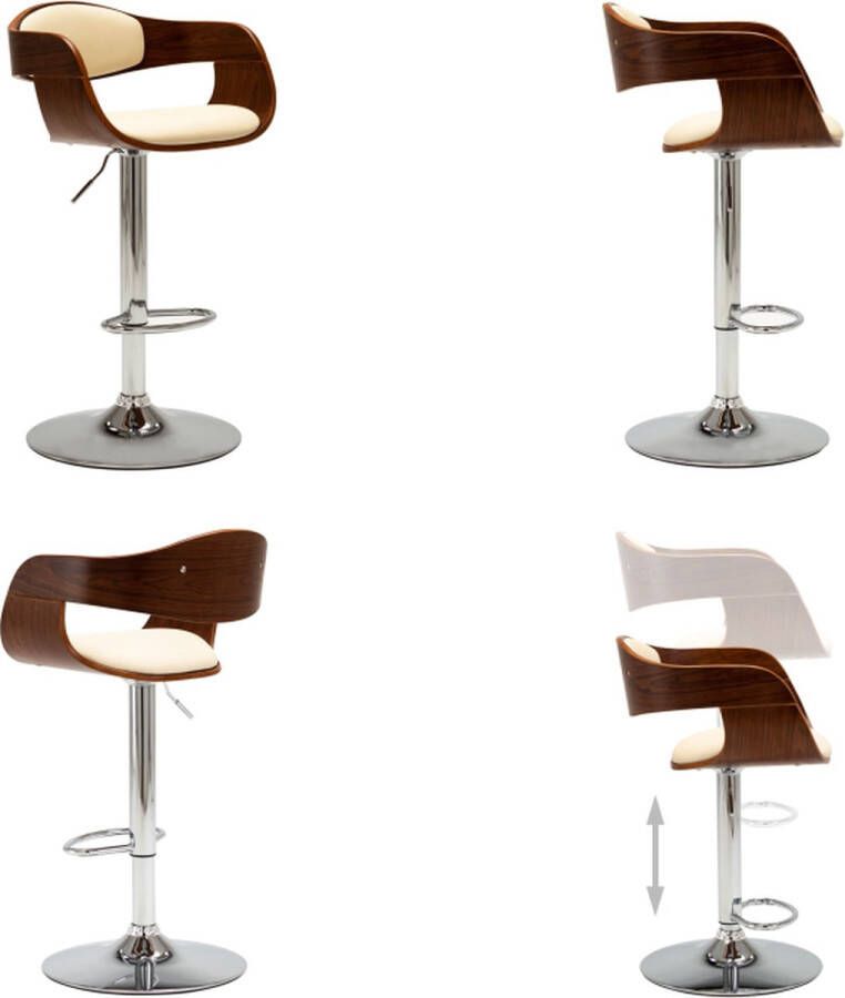 VidaXL Barkruk gebogen hout en kunstleer crèmekleurig Barstoel Barstoelen Stoel Stoelen - Foto 2
