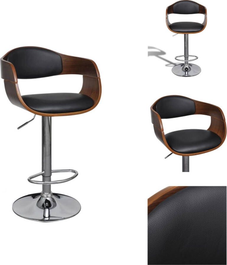 VidaXL Barkruk Houten frame Gasveer Hoogte verstelbaar Zwart bruin 49x49x(87-109) cm Barkruk - Foto 2